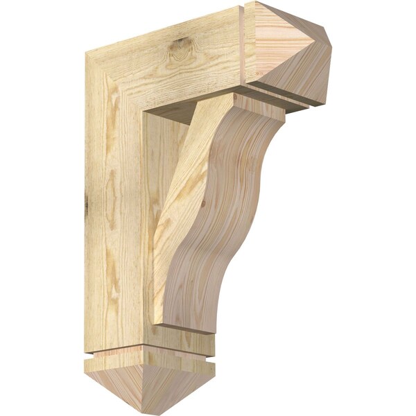 Ekena Millwork Funston Arts and Crafts Rough Sawn Bracket w/ Offset Brace, Douglas Fir, 8"W x 20"D x 28"H BKT0806X20X28FST03RDF - main